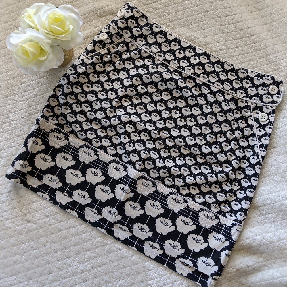 Etcetera Black and White Graphic Floral Skirt